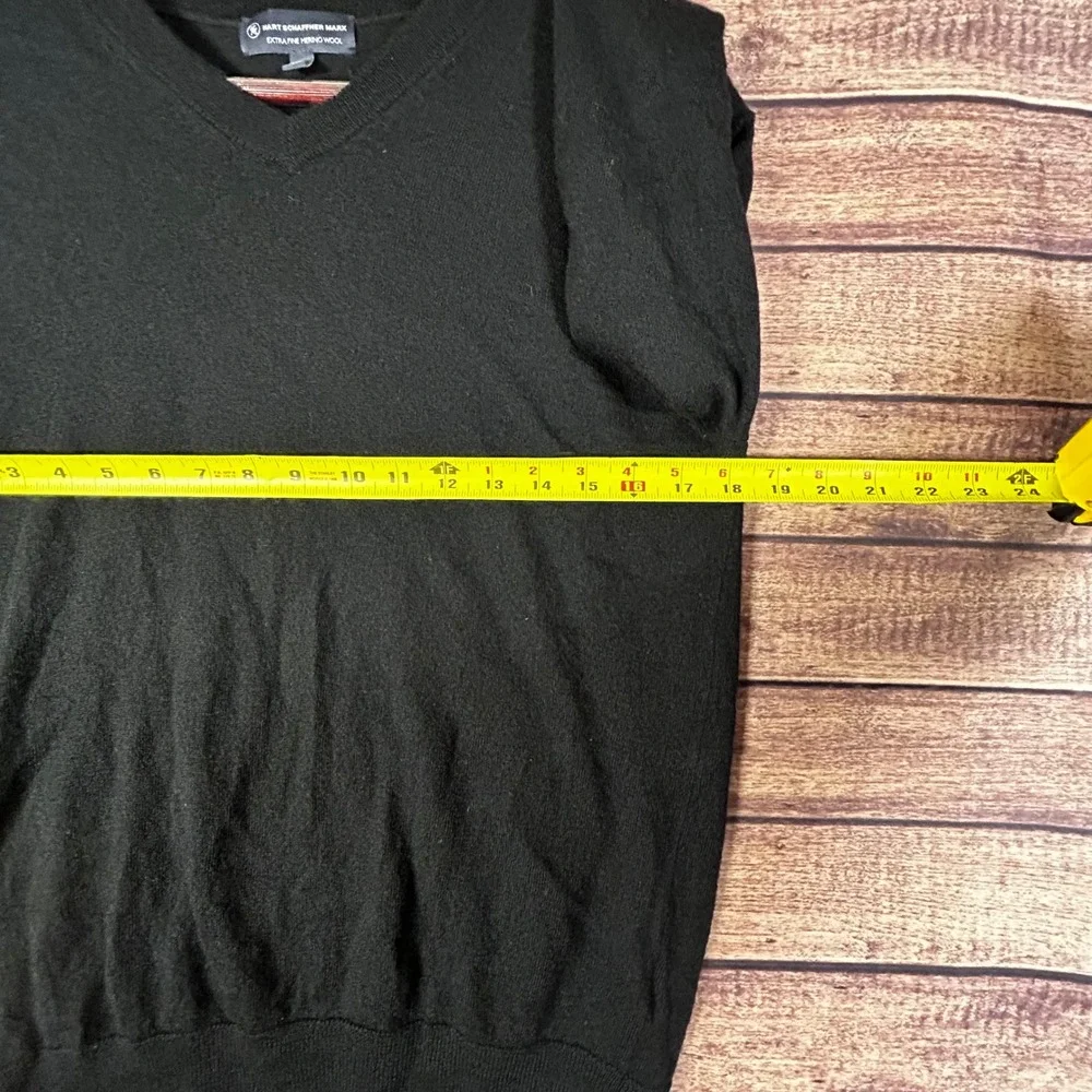 Hart Schaffner Marx Mens Black 100% Extra Fine Merino Wool V-Neck Sweater M - Picture 8 of 9